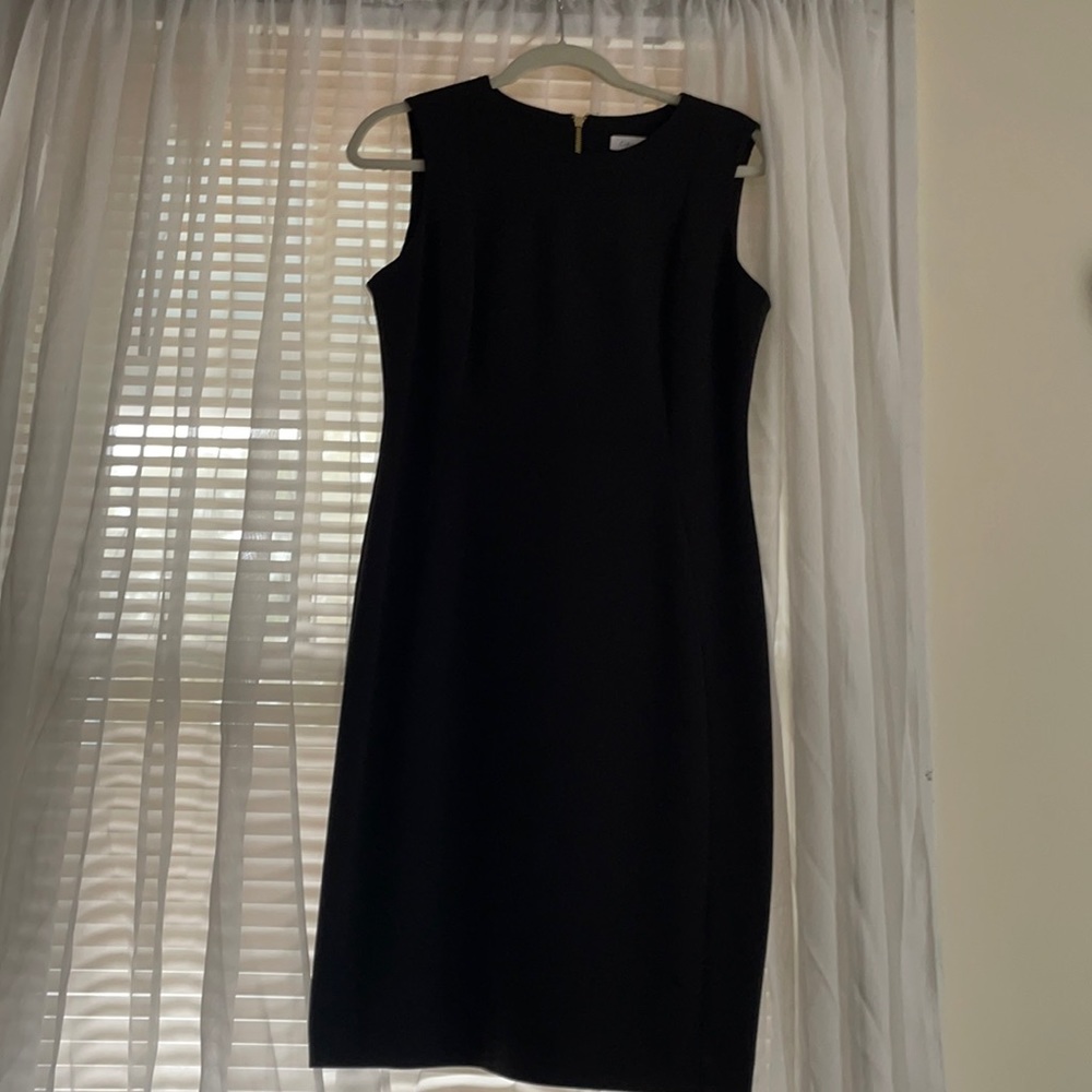 CALVIN KLEIN black, crepe, sheath dress